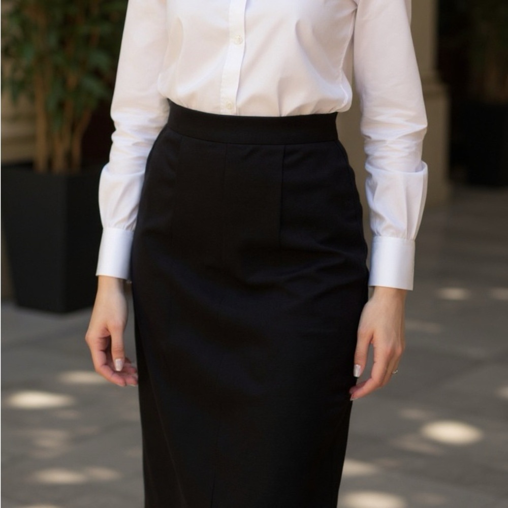 ITALY SKIRT UNGARO Paris SOLO DONNA BLACK DESIGNER Career Below Knee RUNWAY 28”